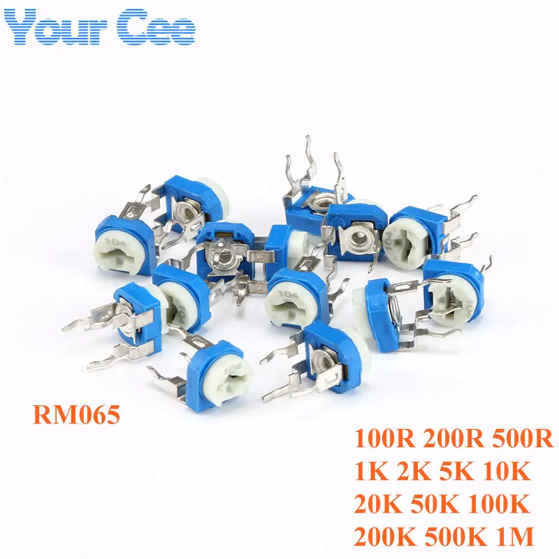 

10pcs RM065 RM-065 100 200 500 1K 2K 5K 10K 20K 50K 100K 200K 500K 1M ohm Trimpot Trimmer Potentiometer Variable Resistor