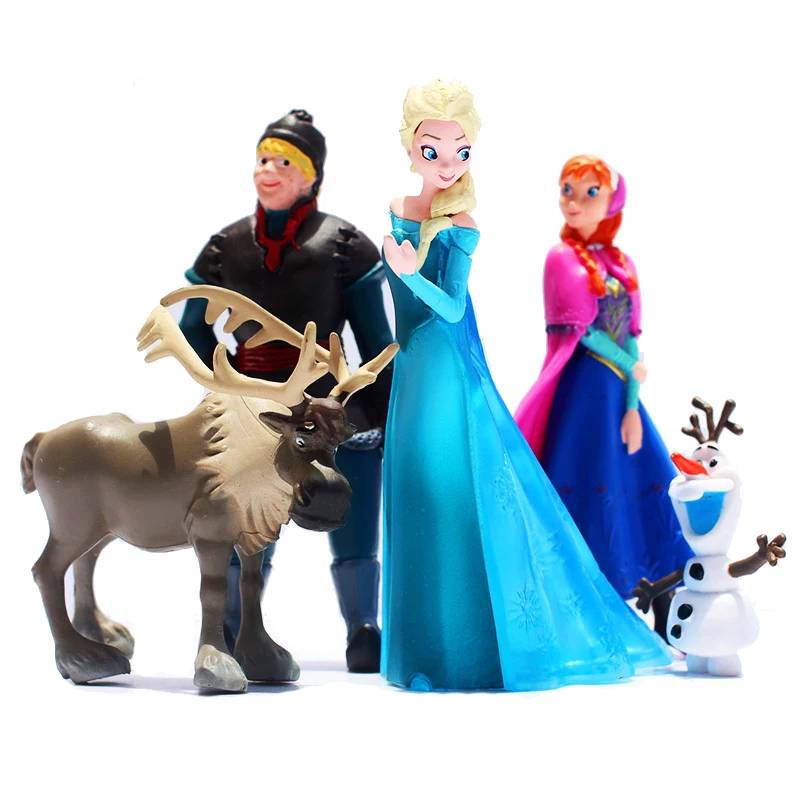 5pcs/set Disney Frozen Princess Anna Elsa Action Figures Kristoff Sven Olaf PVC Model Dolls Collection toys for Birthday Gift