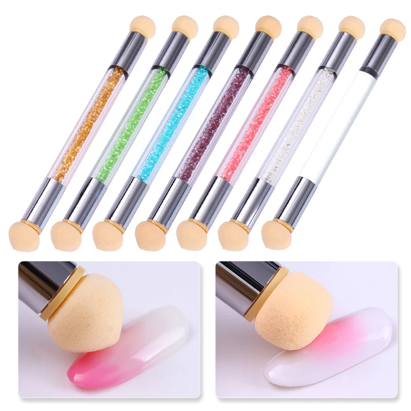 

Double-ended Gradient Shading Pen Dotting Brush Sponge Head Rhinestone Handle Nail Art Tool