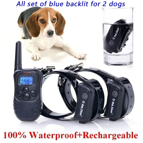Petourer PET998DB перезаряжаемый водонепроницаемый пульт дистанционного обучения для собак/Тренировочный ошейник/ударный ошейник с диапазоном 300 м - Цвет: For 2 Dog