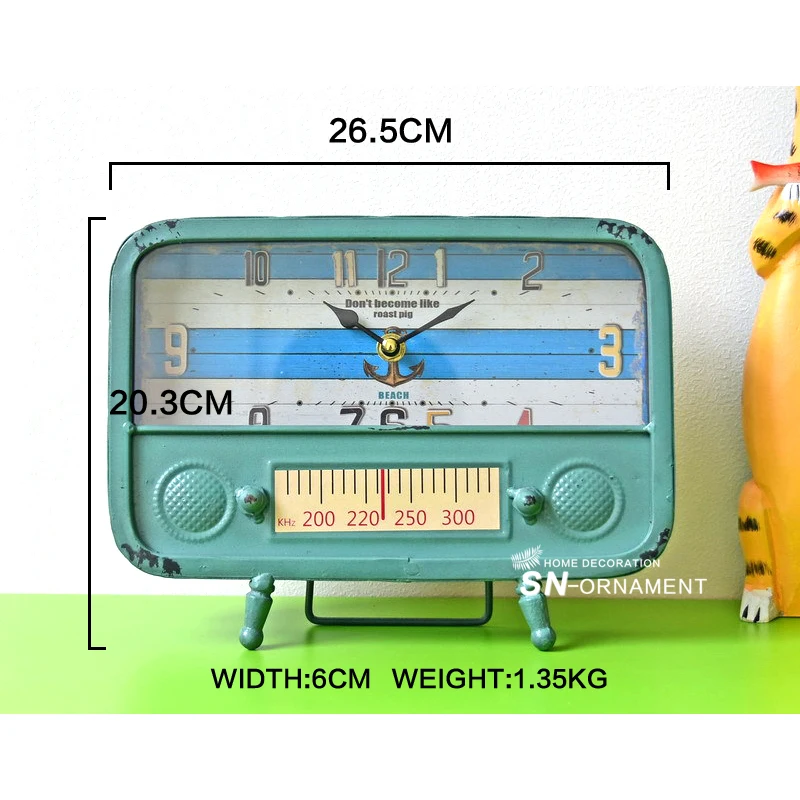 Ностальгия Европейский стиль кованого железа Радио Модель настольные часы гостиная офисные часы с маятником домашний декор