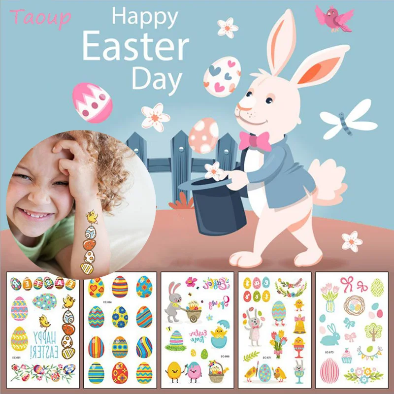 

Taoup 1pcs 7x12cm Lovely Temporary Easter Stickers Eggs Happy Easter Decoration Happy Birthday Party Baby Shower Girls Gifts DIY