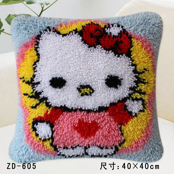 

ZD605 Pillow Cushion Latch Hook Kit Embroidery DIY Craft Cross Stitch Needlework Embroidery Counted Cross-Stitching Kit Set