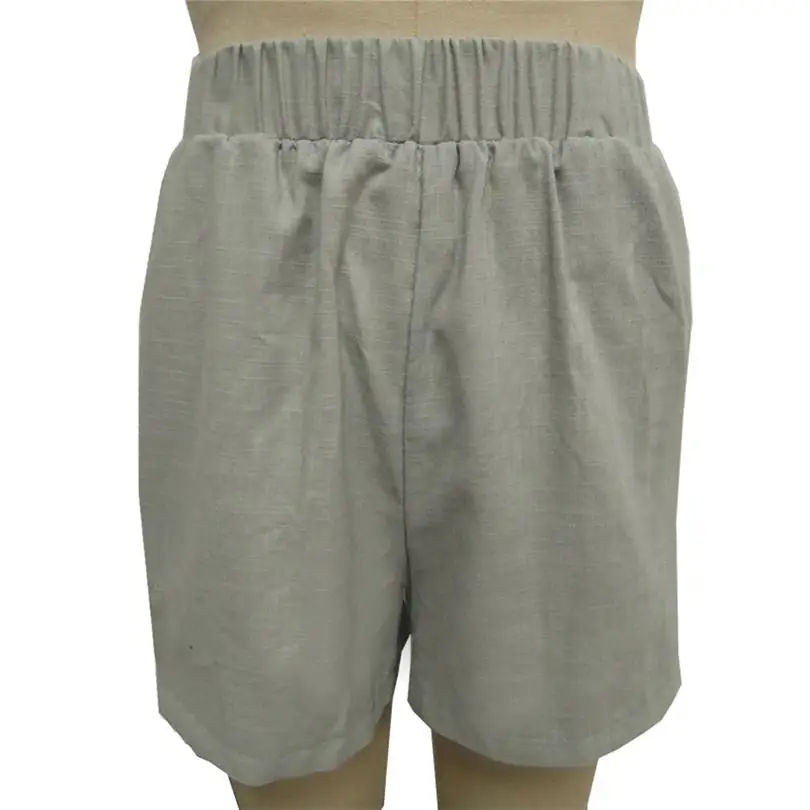 New Women Short Summer Hot Sale Beach Fashion Casual High Waist Loose Casual Cotton Linen Pockets Shorts Pants #4A19 (15)