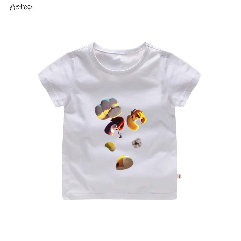 Футболка с героями мультфильмов для мальчиков и девочек Футболка с принтом из игры «Rayman Legends adventures» Детская забавная одежда детская разноцветная футболка b221