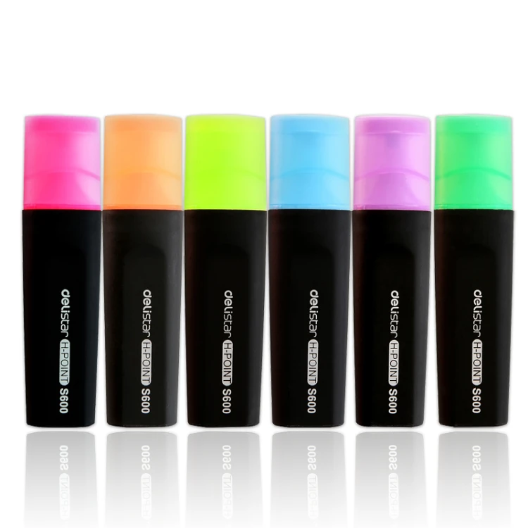 Deli S600 Highlighter Waterproof Drawing Pen Art Markers Pen Not Easy Fade Highlighters Fluorescent Bright Color DropShipping easy to hold useful weightlifting crab pen holder bright color crab pen holder simulation for students