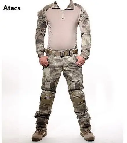 Армейский веер, для улицы, CS Wargame, стрельба, камуфляж, тренировочная форма, костюм без налокотников, наколенники, для мужчин, для охоты, рубашка с длинным рукавом+ штаны - Цвет: AU
