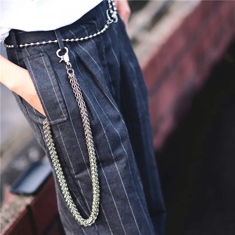 

Biker Wallet Chains Wolf Tooth Charm Bicycle Belt KeyChain Hip-hop Street Punk Alloy Plating Jeans Pant Black Chains 2019 KL18