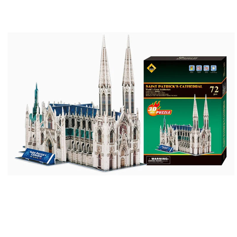 

3D puzzle paper model Creative gift child DIY toy New York Saint patrick's Cathedral world's great architecture birthday gift 1