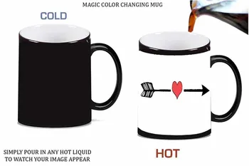 

Love Heart Arrow Magic Color Morphing Ceramic Coffee Mug Tea Cup