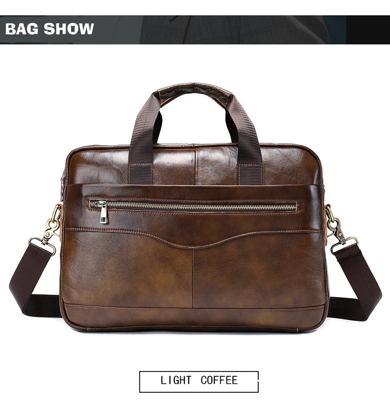 Genuine Leather Men's Bag Casual Business Briefcase Cross Section Men Shoulder Messenger Bag Handbag Tide