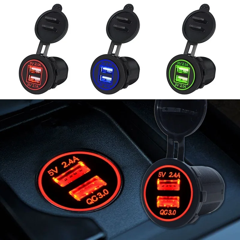 

Universal Car Charger USB Vehicle 12V 24V Dual USB Charger 2 Port Power Socket 5V For Iphone Samsung Z2 XIAO MI Huawei P20 Pro