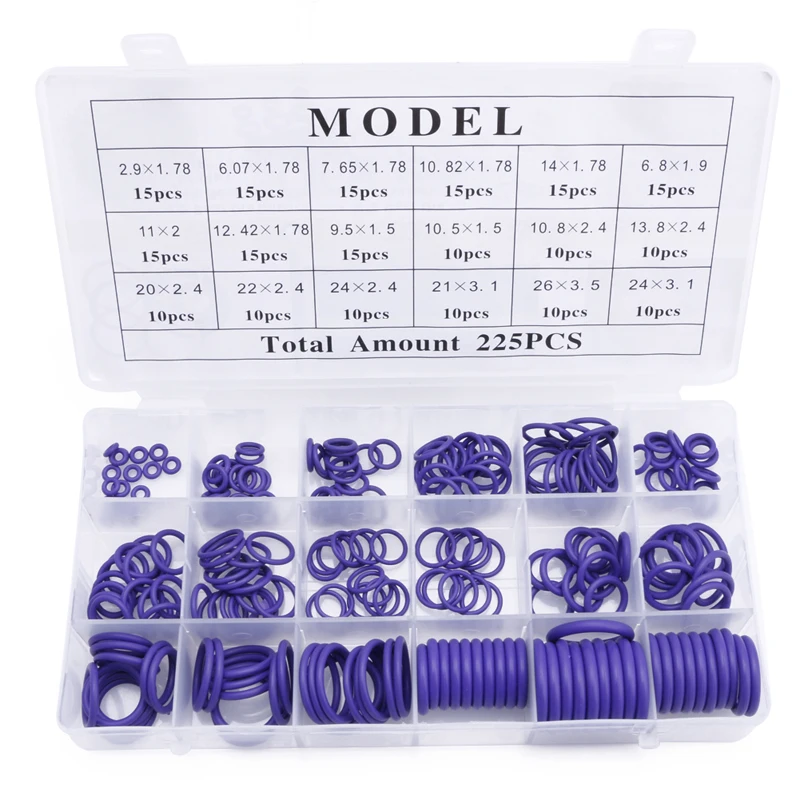 225pcs Seal O Ring R134a R22 Air Conditioning O Ring Rubber Washer Assortment Pl Mar28 Air Conditioner Parts Aliexpress