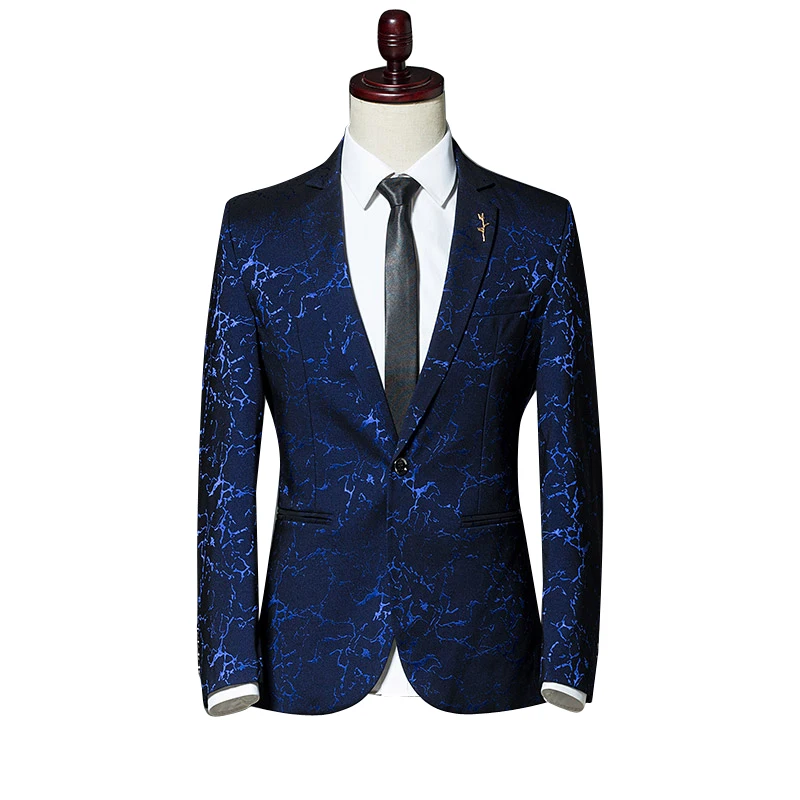 

Suit jacket new spring and autumn men's printed jacket high quality metal decoration Slim business casual large size S-5XL suit