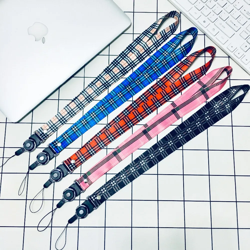 

10pcs/lot Classic Lattice Neck Strap Lanyards for keys ID Card Gym Mobile Phone Straps USB badge holder Hang Rope For Sony