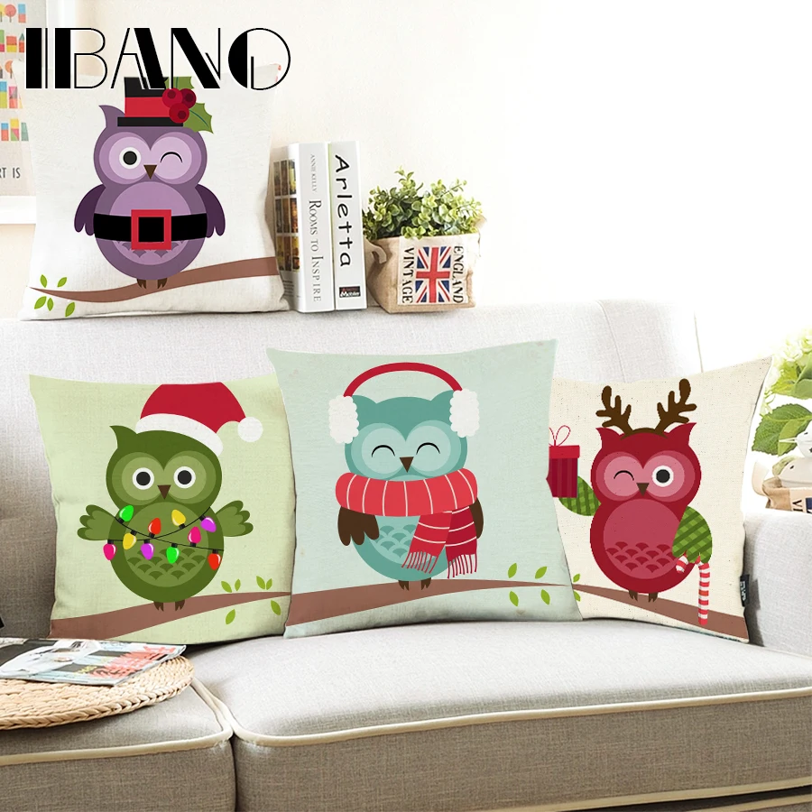 

Cushion Cover Christmas Festival Dachshund 45X45cm Happy Birthday Cartoon Owl Pillow Cases New Year Gift Bedroom Sofa Decoration