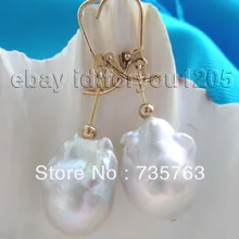 Xiuli 0088 Природный 15x19 мм Белый Reborn Кеши Жемчужные Серьги 14KGP