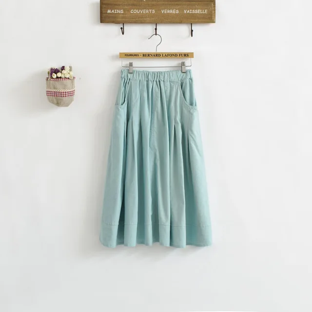 Mori/винтажная хлопковая длинная льняная юбка Однотонная юбка Повседневная юбка для беременных Jupe Saia longa saias femininas Faldas mujer - Цвет: Небесно-голубой