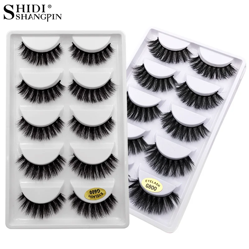 SHIDISHANGPIN 3/5 Pairs Eyelashes 3d Mink Eyelashes Natural Long Strip 3d Lashes Maquillaje Fake Eyelashes Makeup Mink Eyelashes