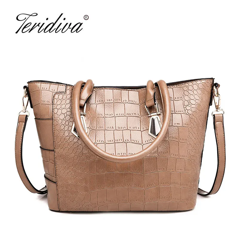 

2018 New Fashion Women Shoulder Bag Crocodile Tote Bags Large Capacity Ladies Handbag Designer Famous Brand Ladies Purse