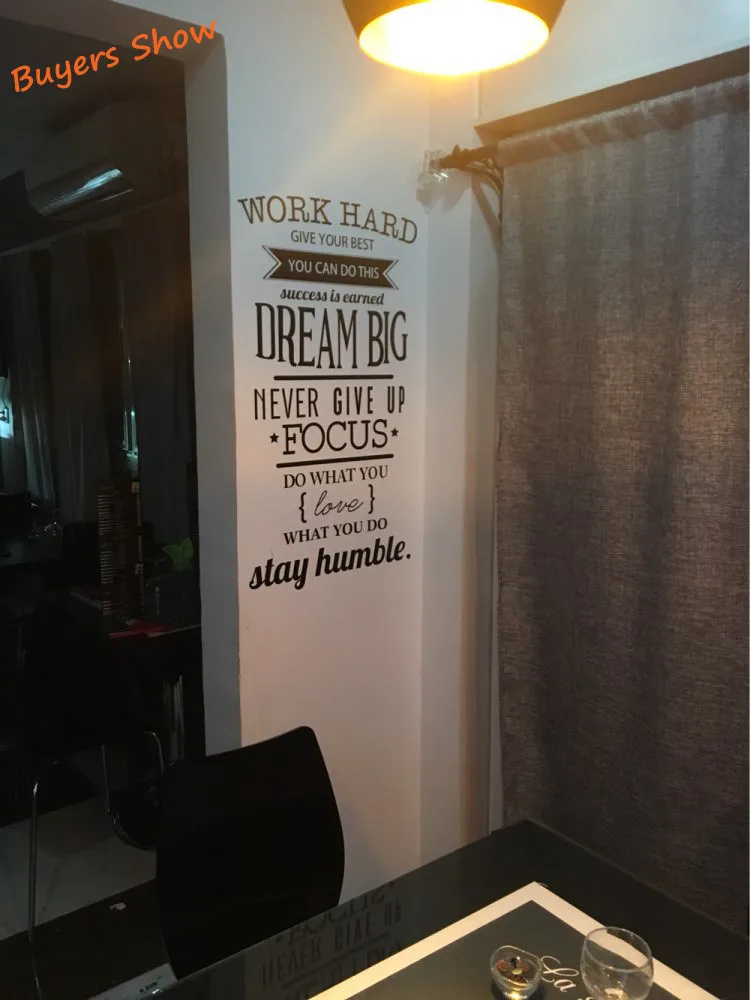 Office Motivational Quotes Wall Sticker Never Give Up Work Hard Vinyl