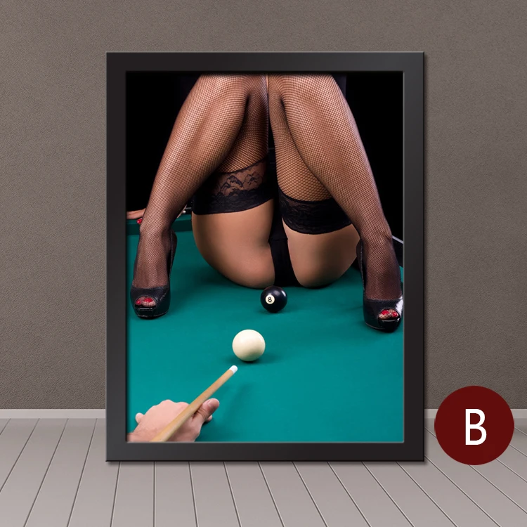 

Creative Luring and Sexy Lady and Girls with Snooker Pool Art Fresco Painting Framed Wall Mounted Craft Embellishment Decoration