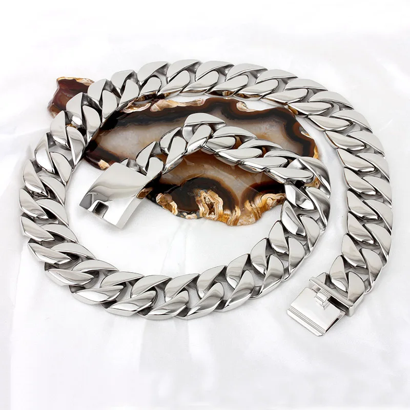 Stainless steel necklace Titanium steel thick chain Fashion swagger punk wide thick stainless steel necklace Stainless steel necklace Titanium steel thick chain Fashion swagger punk wide thick stainless steel necklace