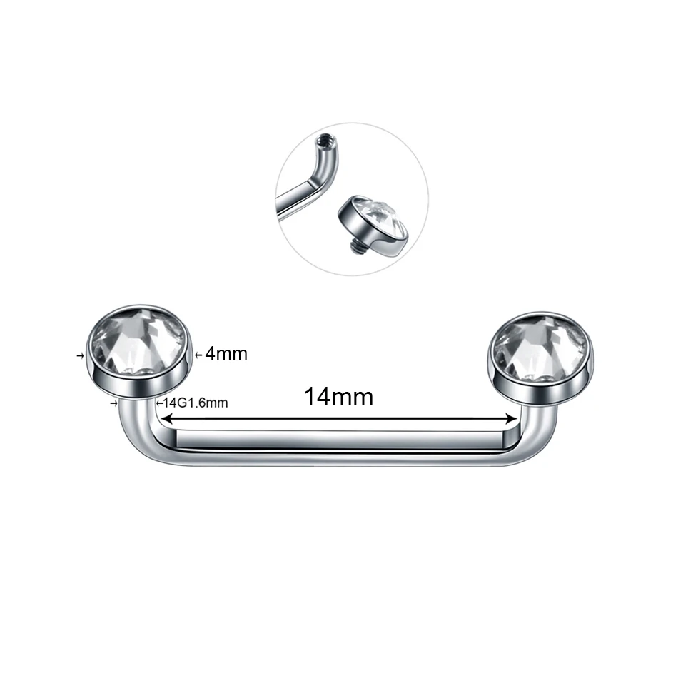 1 шт. G23 титановый микро кожный пирсинг кристалл якорь для вшивания в кожу украшения для пирсинга внутренняя и внешняя кожа Diver с покрытием для пирсинга - Окраска металла: D  1.6X14X4X4mm