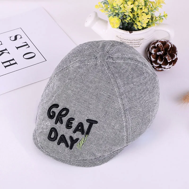 

Striped Beret Fashion Summer Baby Hat Children Letter Prints Baseball Cap Kids Boy Leisure Newsboy Beret Hat