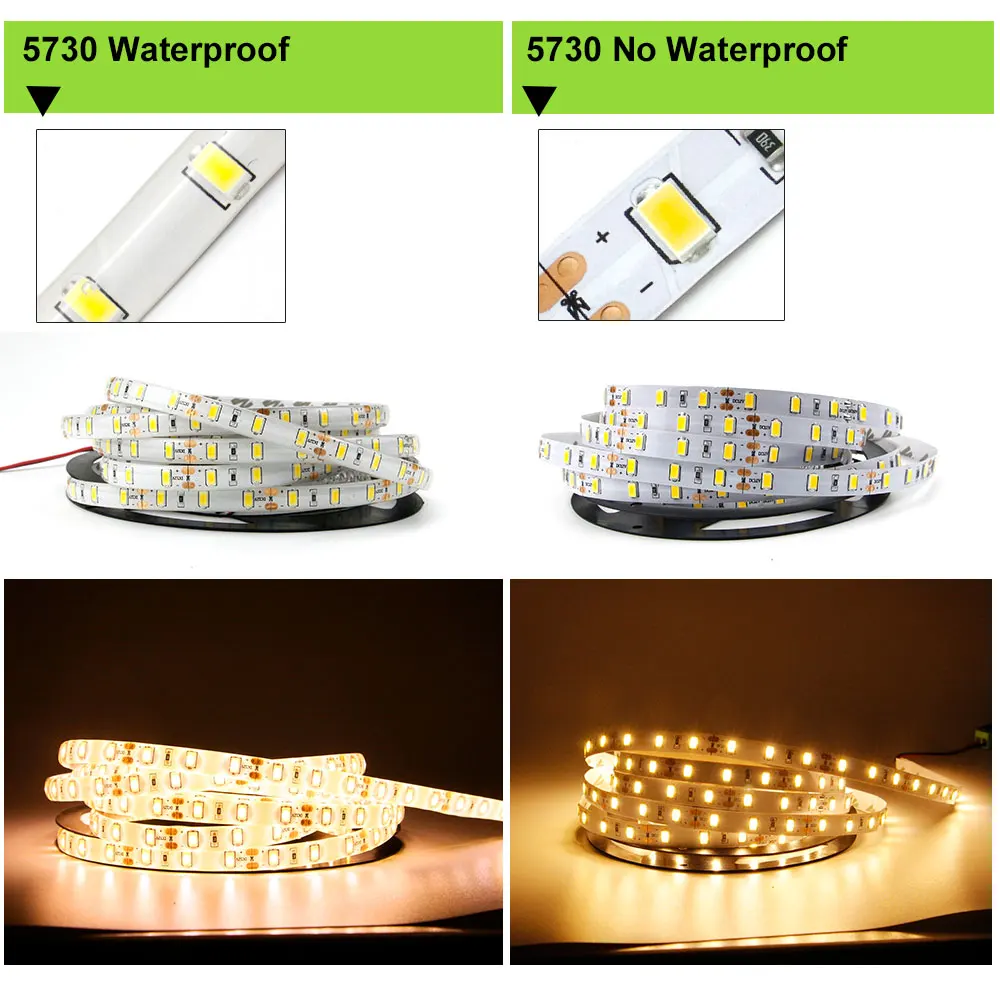 5730 Светодиодные ленты [dvolador] DC12V 60leds/M 5 м 5730 водонепроницаемый Светодиодные ленты, крытый свет украшения, 5 м 300led IP65 Светодиодные ленты