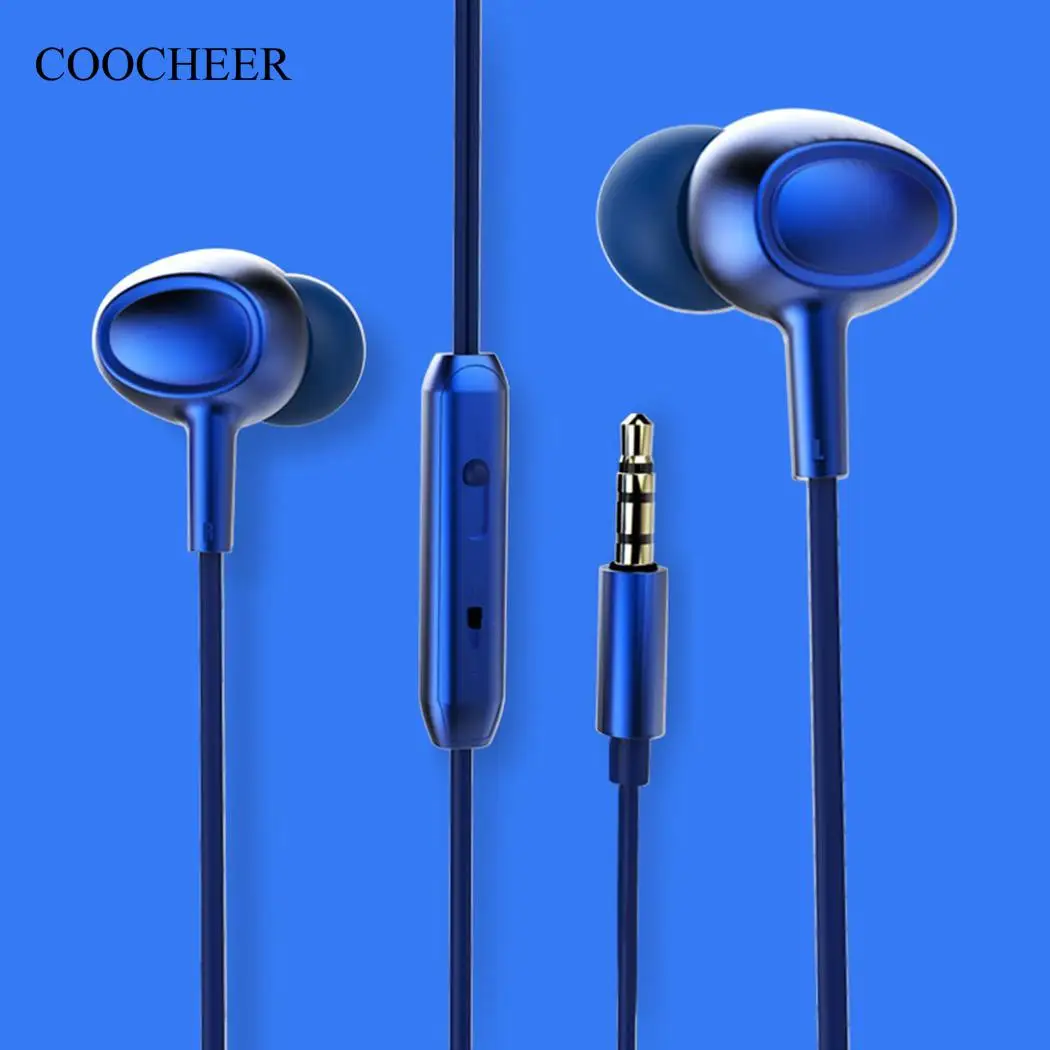 С наушником сабвуфер стерео проводной микрофон для iPhone - Цвет: Blue