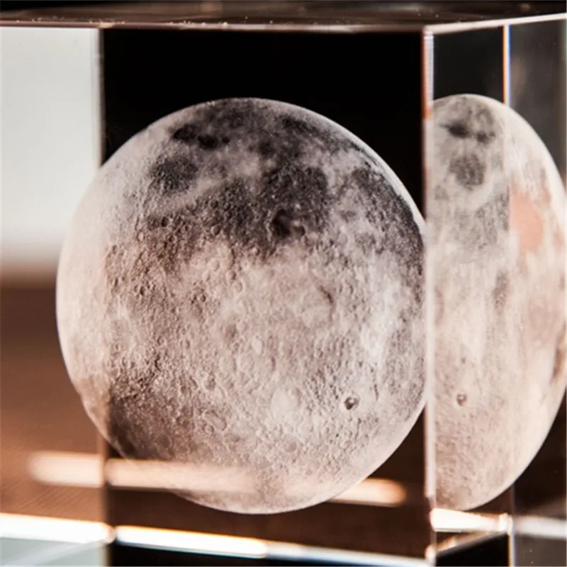 XINTOU 3D лазерные гравированные кубические хрустальные лунные пресс-папье современные украшения фэн-шуй украшения для дома, офиса, стола, предметы украшения, аксессуары