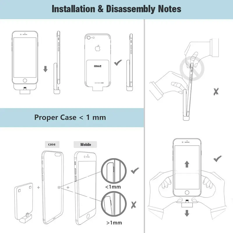 Portátil para Iphone Bank para Iphone Bateria de Backup 6 de Carregamento Oisle Mini Bateria Case Iphone 5s Power se Magro Extnnernal 2800 Mah 12 Estojos p/ carregador de bateria