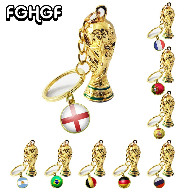 

Football Fan Souvenir Ball Game Gift Key Ring Football Metal Trophy 2018 World Cup Trophy Key Holder Hercules Cup Flag Trophy