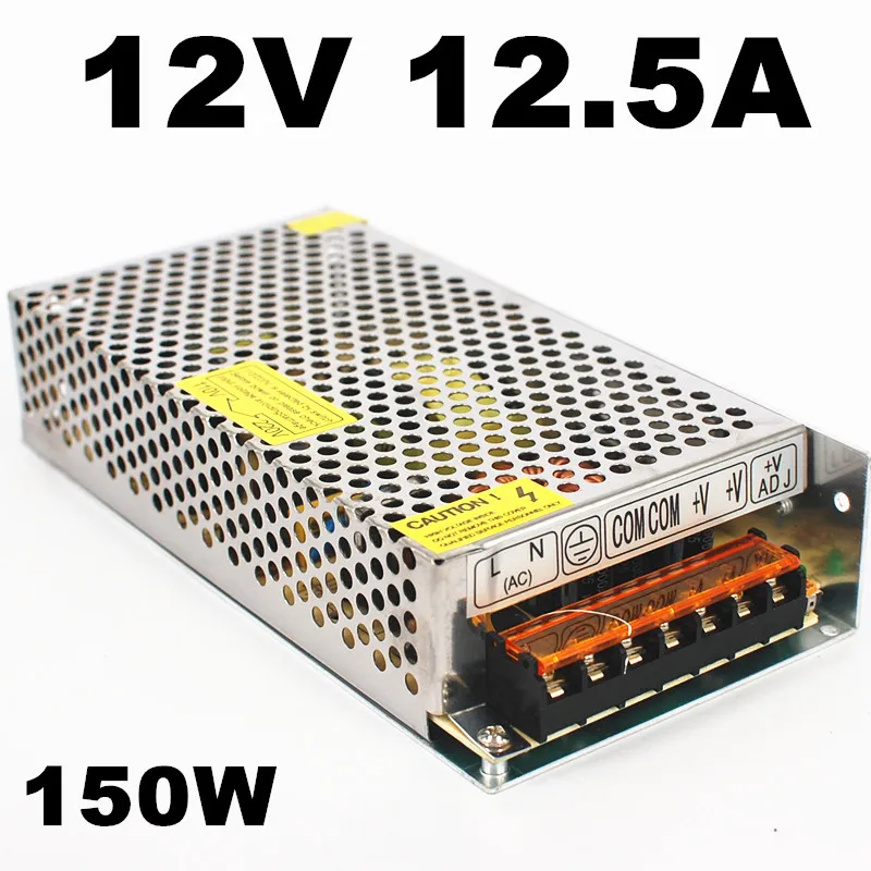 

PWM 150W 12V 12.5A Iron Case Power Converter Switch Power Supply for RC Charger - Silver (AC 90~260V)