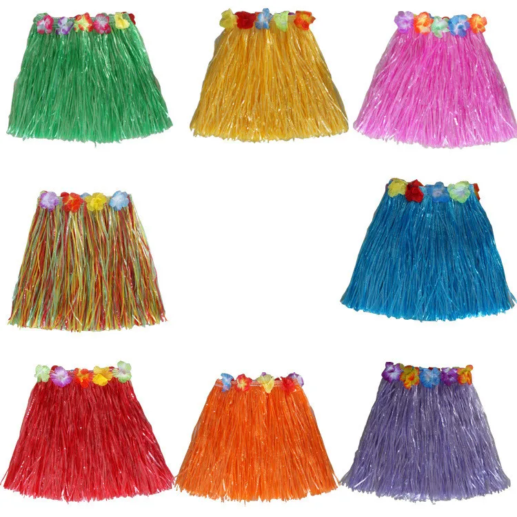 Hawaiian Style Suit Flower Skirt Garland Hula Skirt Dance Party Costume Set Woman Dress Up Hawaii Party Supplies PAT4 (12)