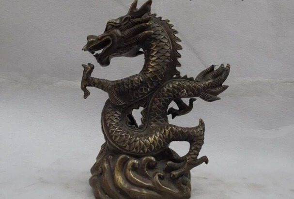 

S0702 China classicality Bronze Copper Dragon play bead lucky fenghsui Statue figurine D0318