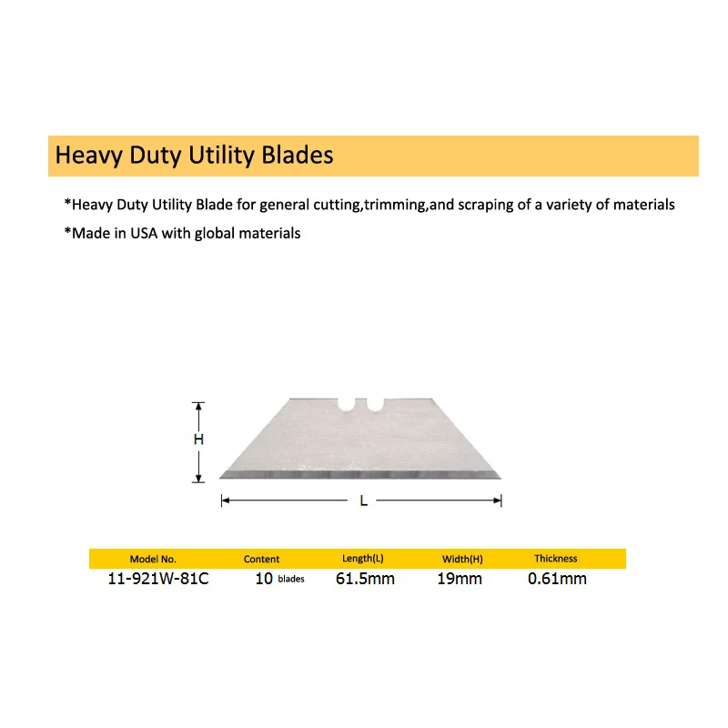 11-921W-81C Heavy duty utility blades 10pcs size