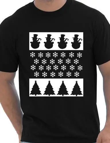 New Summer Tops Casuals Shirts Short Sleeve Printing Crew Neck Christmas Scene Snowman Gift Mens Shirt | Мужская одежда