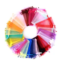 50 шт. подарочные сумки из органзы 7x9 см/9x12 см/10x15 см/13x18 см, сумка для ювелирных украшений и сережек, сумка для свадебной упаковки ювелирных изделий