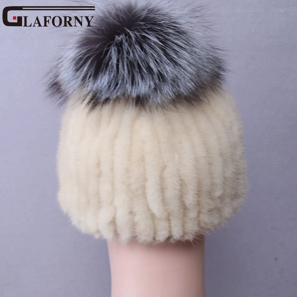 Glaforny, новейший стиль, шапки из меха норки, козырьки, натуральный мех норки, шапки для женщин, полосатые зимние шапки из норки, шапки из меха лисы, топы с помпонами
