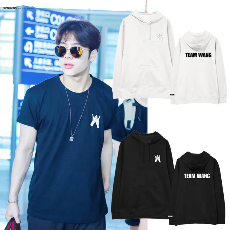 

Kpop GOT7 Team Wang Same Cap Hoody Jackson Autumn Unisex Suit Long Sleeve Hoody Outerwears Coat