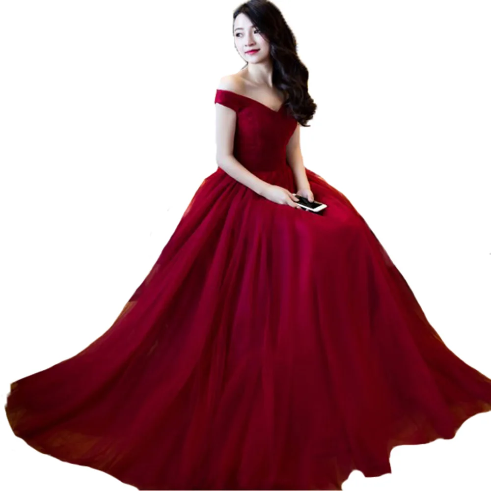 abendkleider Burgundy Long Evening Dress Maid of Honer wedding Guest