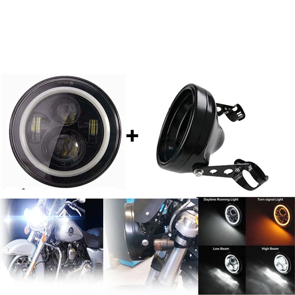Мото rbike 7 дюймов LED Moto rcycle фара черный для Harley moto ведро фары корпус кронштейн| |