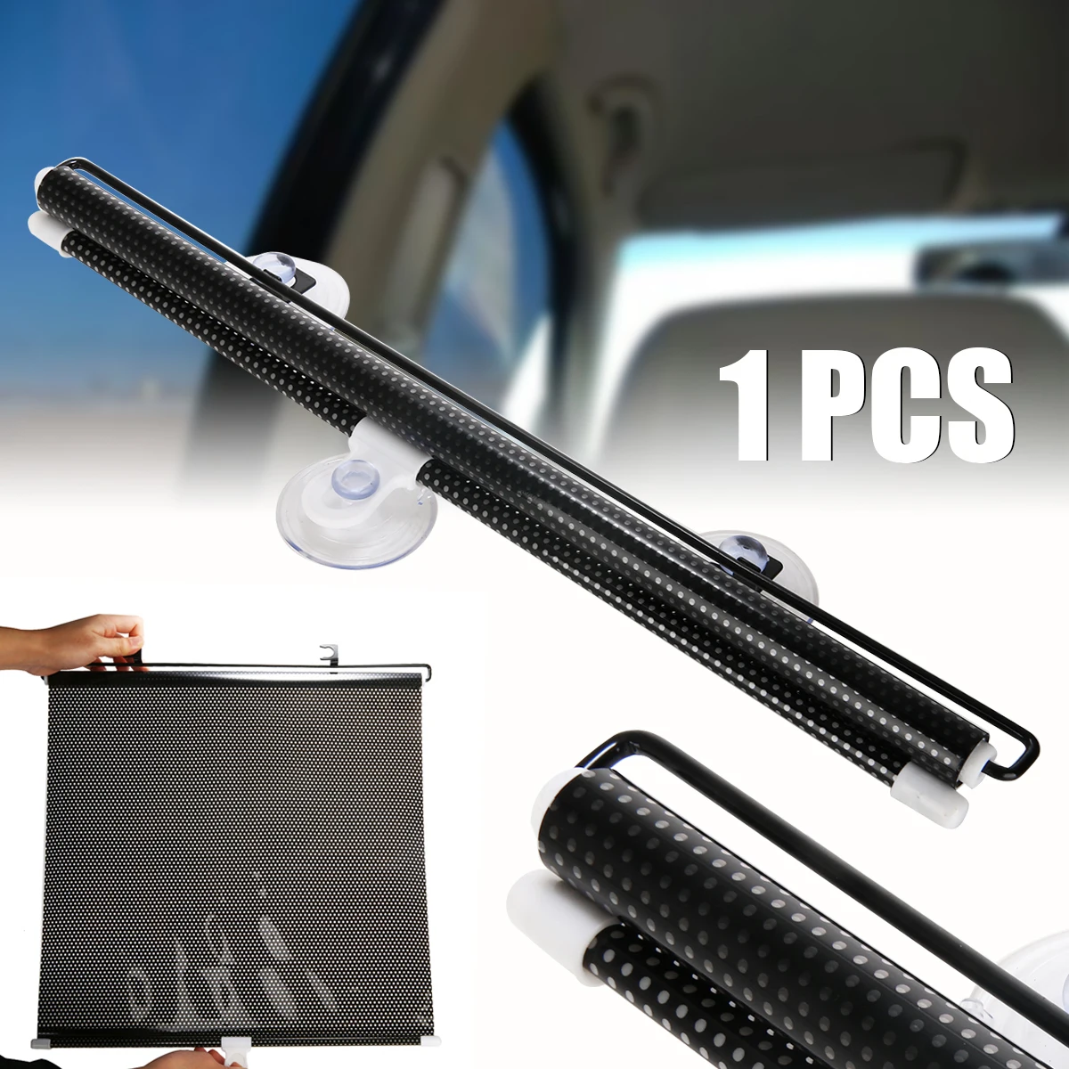 125x40cm Anti-UV Retractable Car Auto Sun Shade Visor Rear Window Windshield Roller Blind with Suction Cup