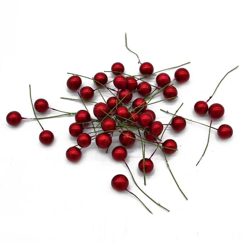 100 шт миниатюрные ягоды поддельные фрукты маленький искусственный цветок красная вишня Stamen DIY Свадебный Рождественский декоративный венок букет - Цвет: F05