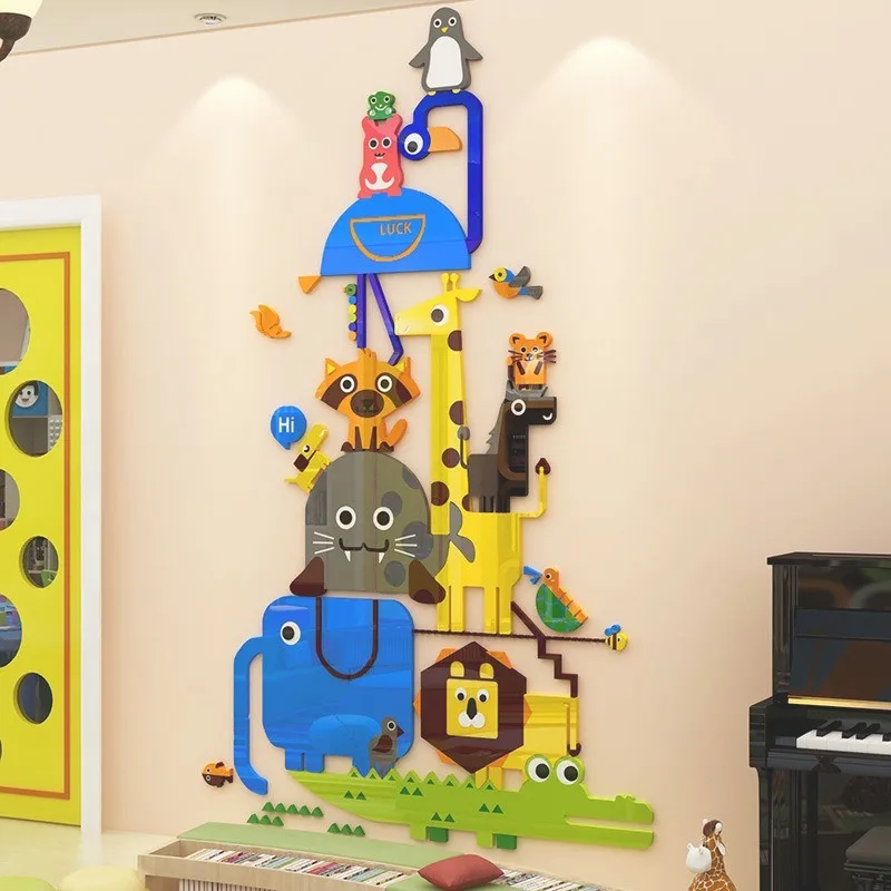 

Cute Cartoon Animal Friends Wall Stickers for Kids Rooms Decoration Adesivos De Parede Muurstickers Voor Kinderen Kamers Decals