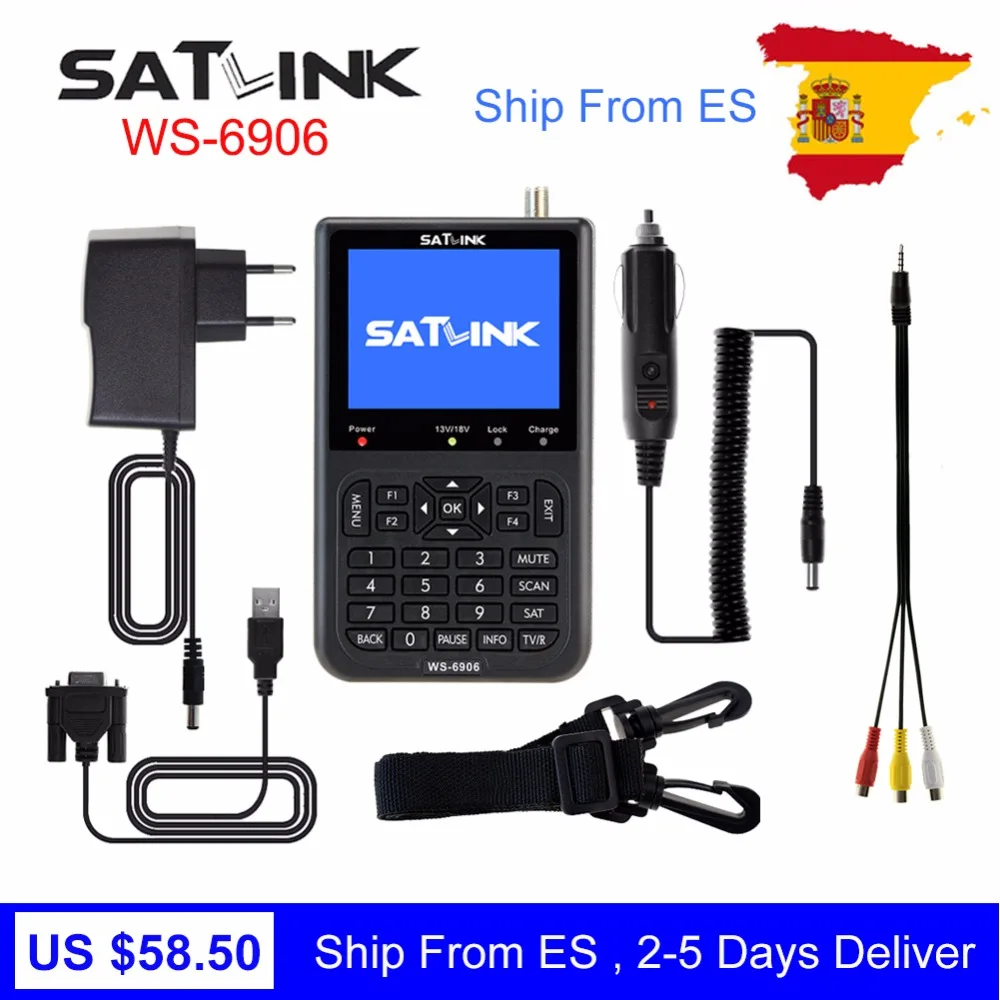 

[Genuine] Satlink WS-6906 3.5" Display DVB-S FTA Digital Satellite Meter Satellite Finder WS 6906 Signal TV Finder Free Shipping
