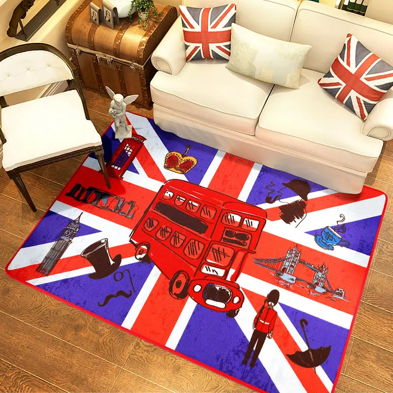 London Style Living Room Carpet British UK Flag Pattern Sofa Tablet
