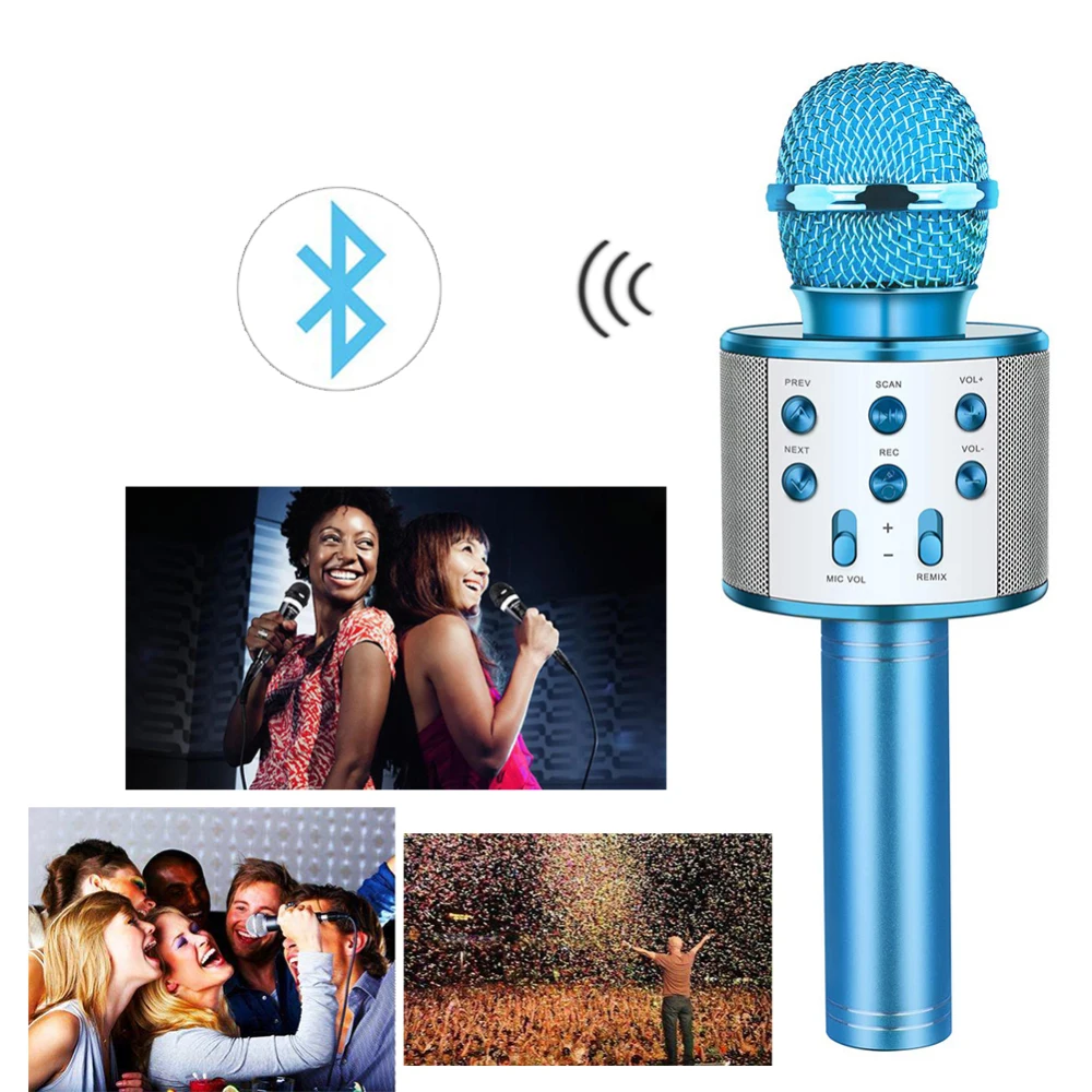 KTV пой проводной микрофон беспроводной bluetooth-микрофоны с динамиком мини домашний открытый KTV для Iphone samsung